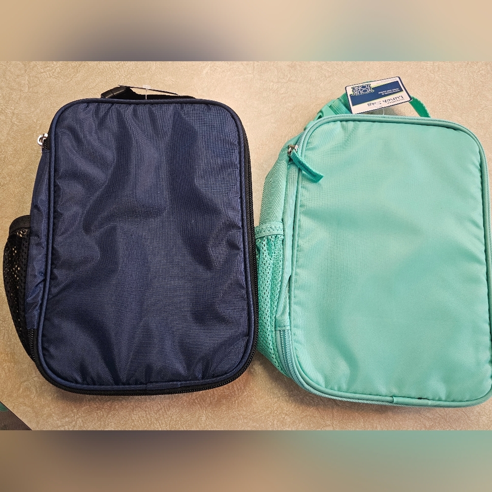 Navy and Mint Lunch Bags